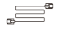 Cable with small square connector at one end and rectangle phone connector at the other end.